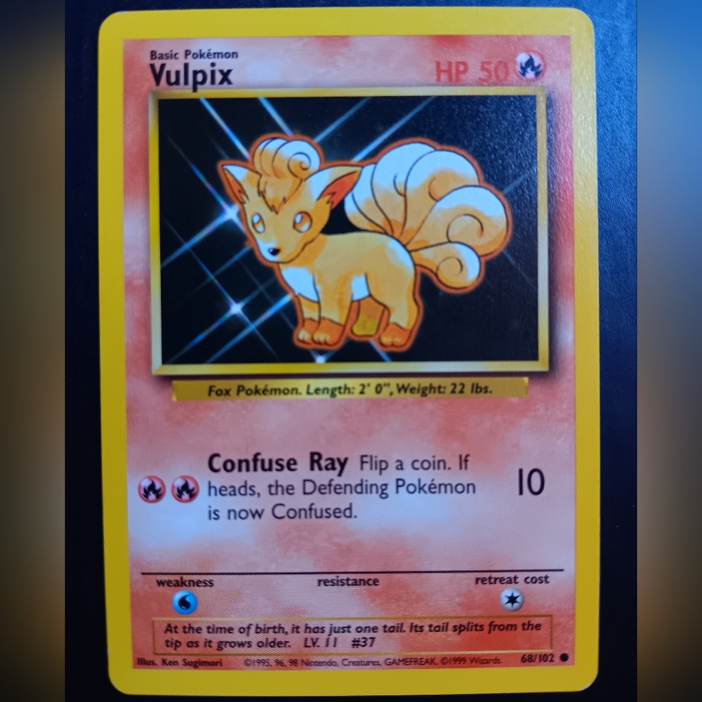 Vulpix Pokemon Card - Base Set - NO. 68/102 Common Non-Holo